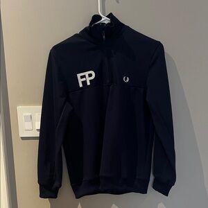 Fred Perry Men's Dark Blue Zip-Up Sweater